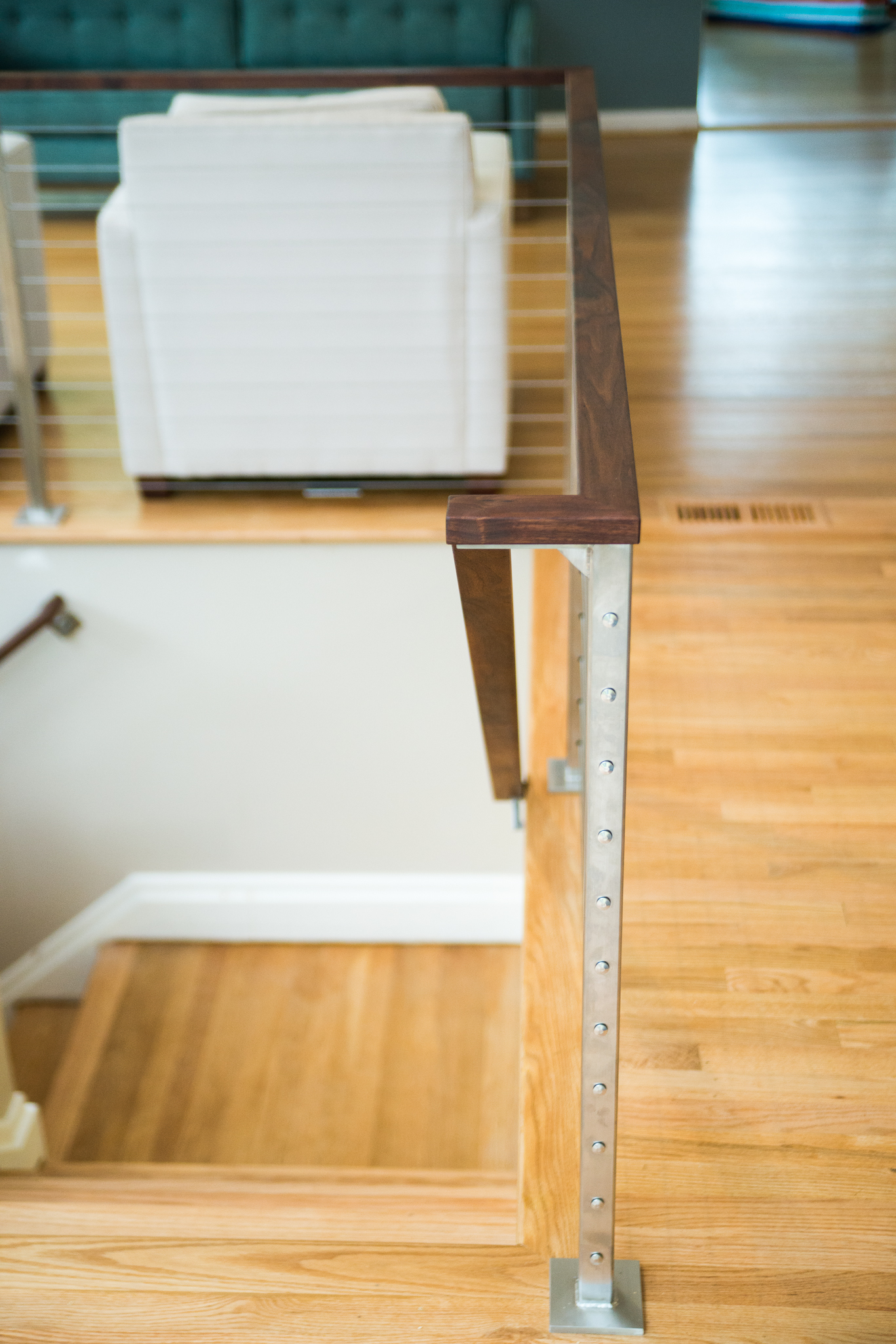 Walnut Custom Railing Labra Design+Build | kb-stainless-cable-walnut-railing-4594