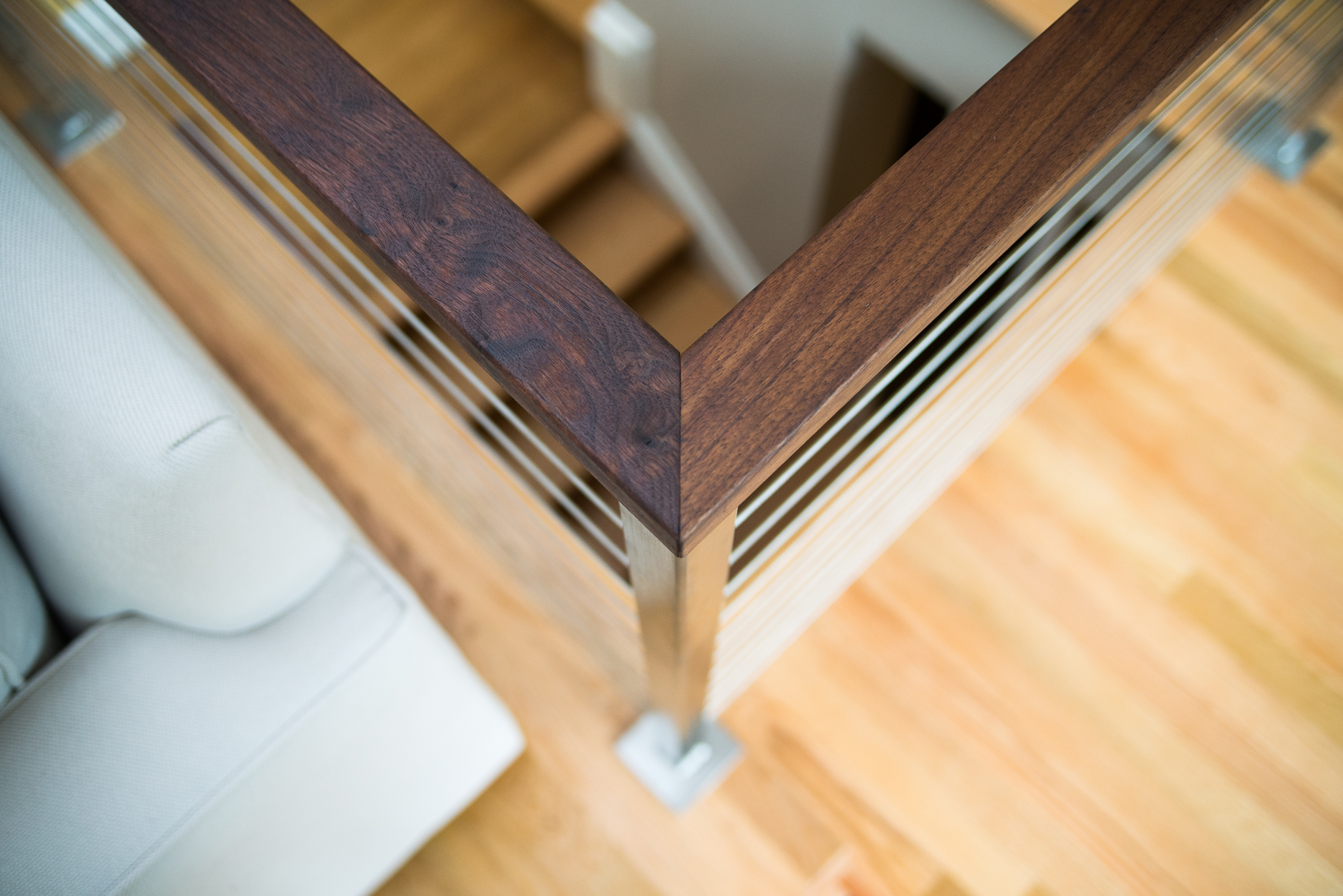 Walnut Custom Railing Labra Design+Build | kb-stainless-cable-walnut-railing-4600