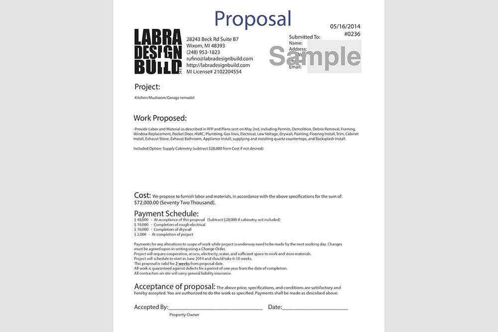 Labra Design Build sample design build proposal 3